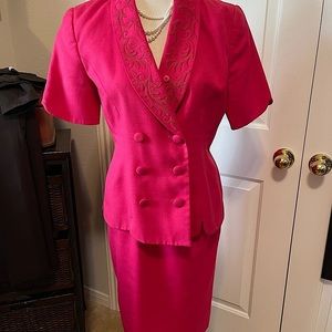 Kasper ASL | Pencil skirt suit set | size: 4 | Color: Bright Pink